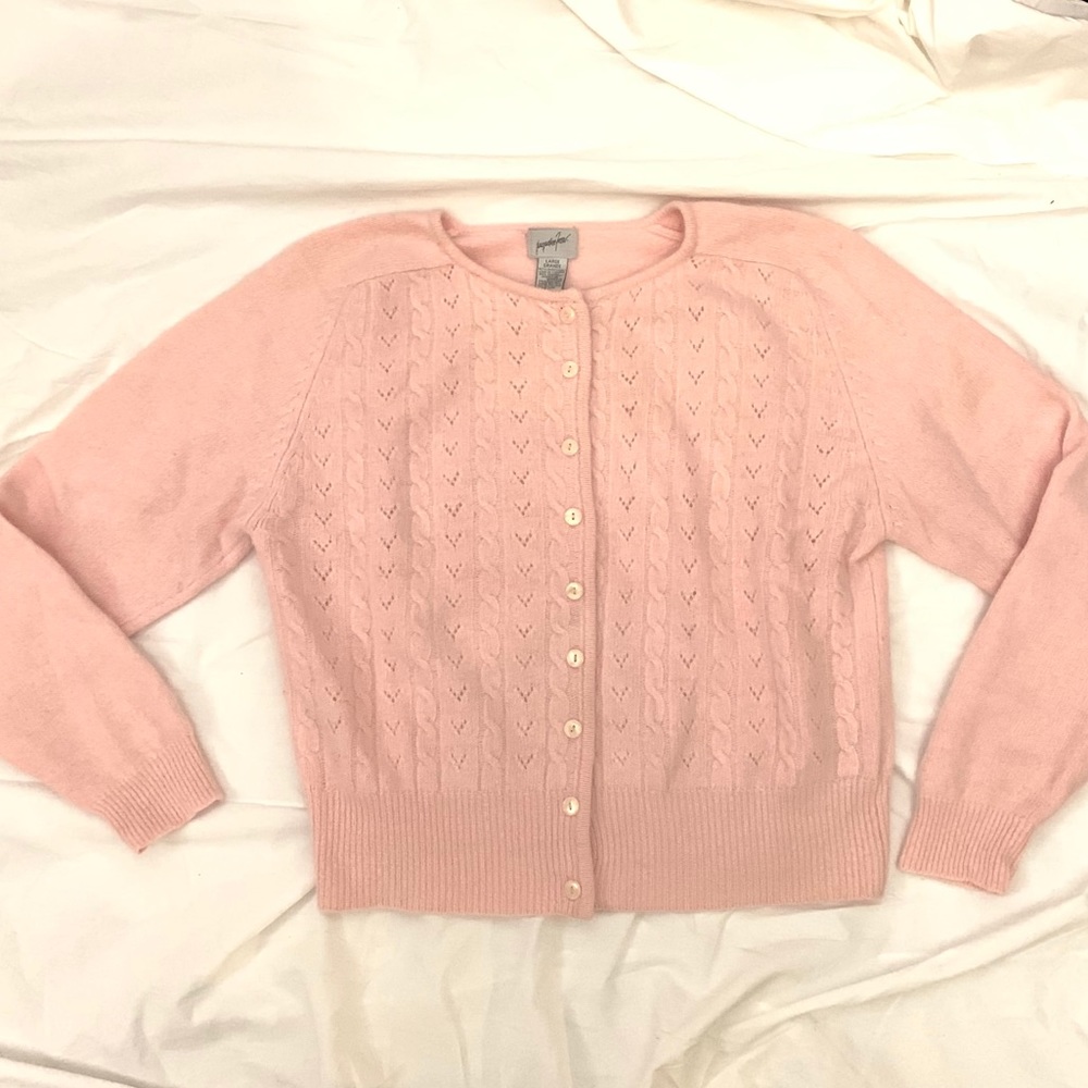 Vintage Blush Baby Pink Lambswool Angora Cardigan